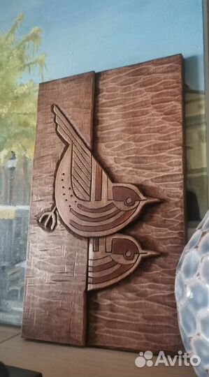 Картина панно из дерева Птички