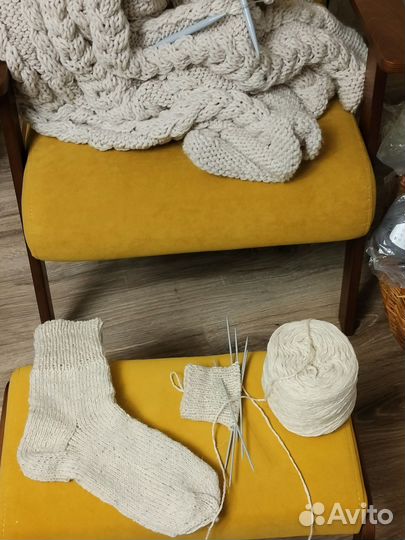 Носки шерстяные вязаные