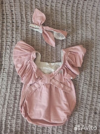 Нарядное боди для девочки и повязка на голову