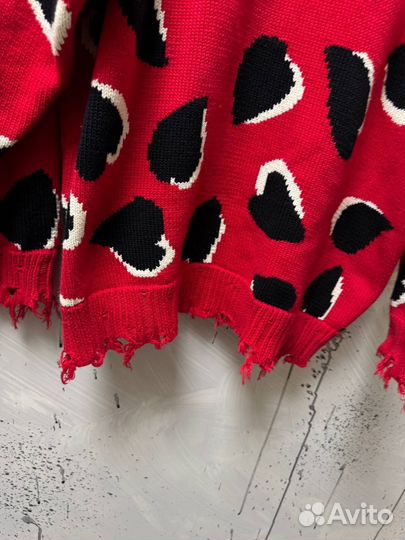 Свитер R-13 Red-Black Logo Over Hearts Оригинал