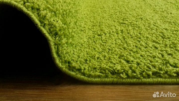 Ковер шегги зеленый с длинным ворсом