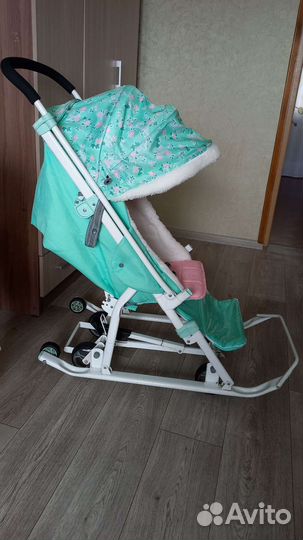 Детские санки коляска с колесами