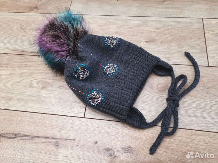 Шапка меринос 52-54, мех енот