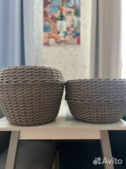 Кашпо для цветов из ротанга