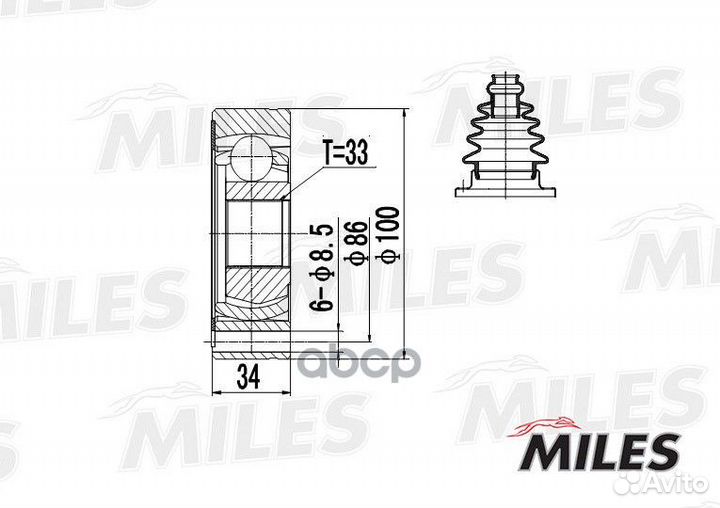 ШРУС внутренний L GA11005 Miles