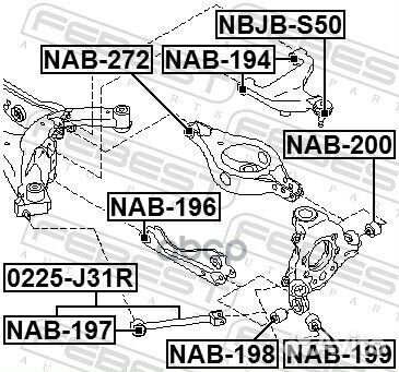 Сайлентблок задней поперечной тяги NAB196 Febest