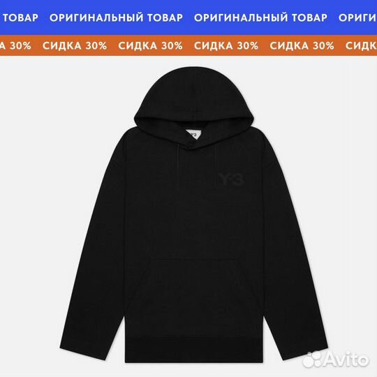 Оригинал Y-3 Мужское худи с логотипом черный цвет