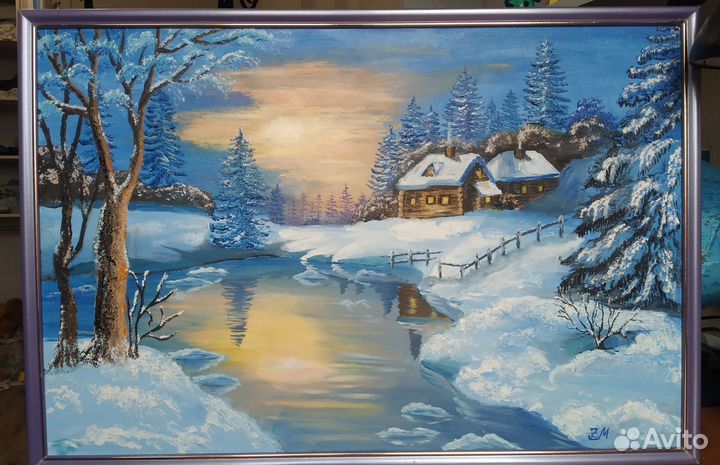 Картина маслом Зимний пейзаж