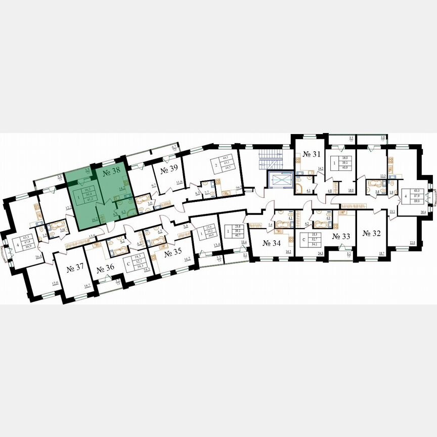 1-к. квартира, 41,2 м², 5/8 эт.