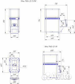 Печь для бани Русь-12 лу
