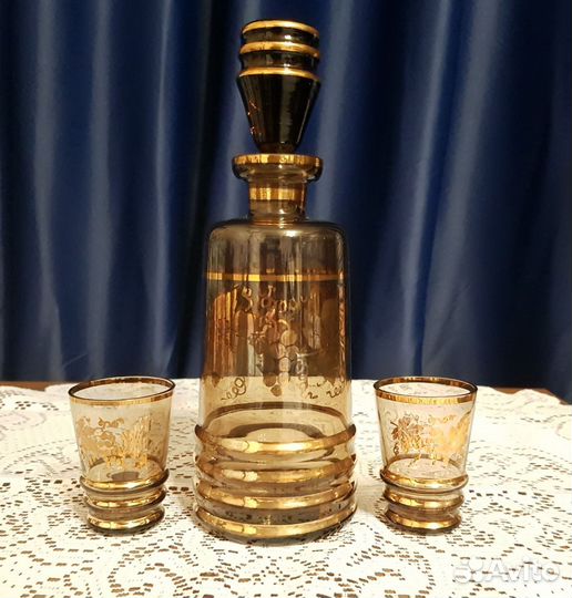 Графин и стопки, Богемия, винтаж