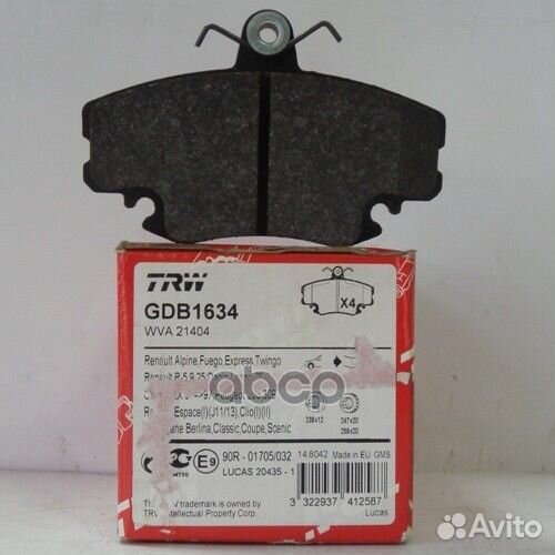 GDB1634 Колодки тормозные renault logan 04/SAN