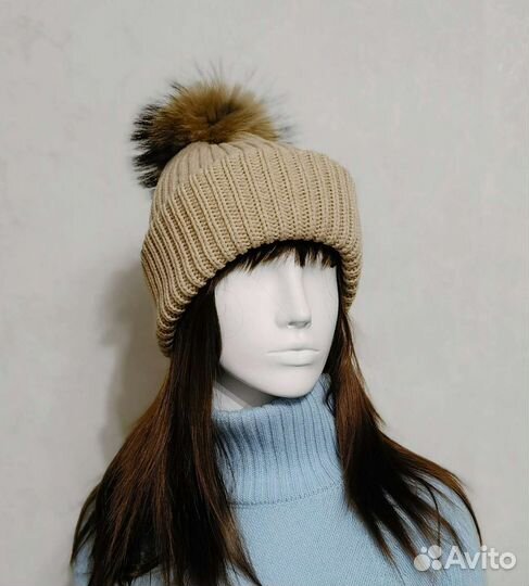 Шапка зимняя женская меринос/кашемир