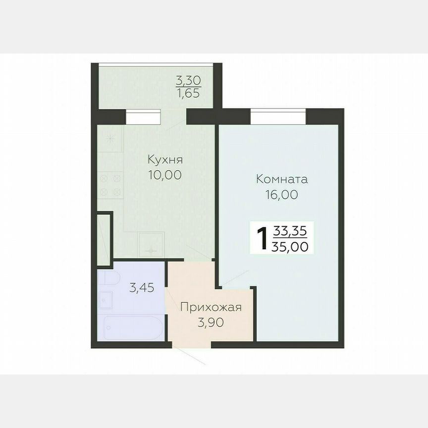 1-к. квартира, 35 м², 10/15 эт.