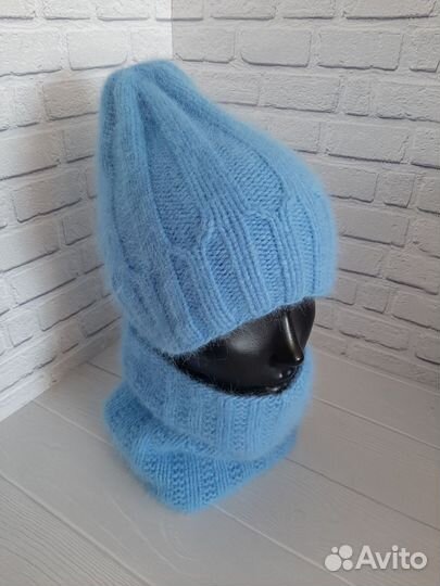 Шапка и снуд ангора демисезон