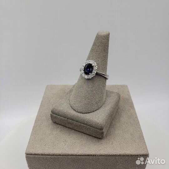 Золотое кольцо сапфир 1 ct брилл 0.5 ct