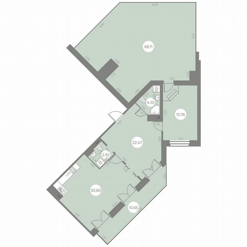 1-к. квартира, 101 м², 18/20 эт.
