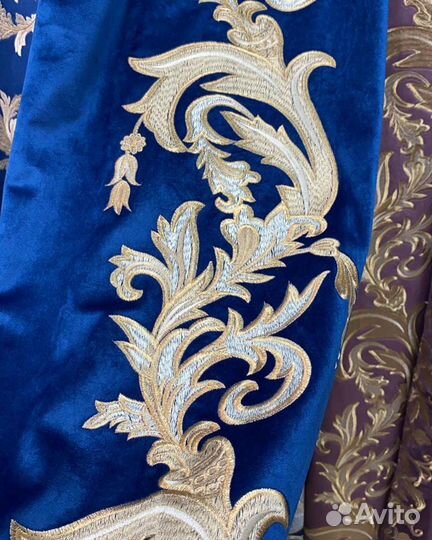 Темно синие портье Ткань на хлопковой основе