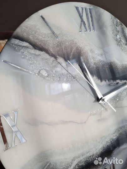 Часы из эпоксидной смолы диаметр 35 см