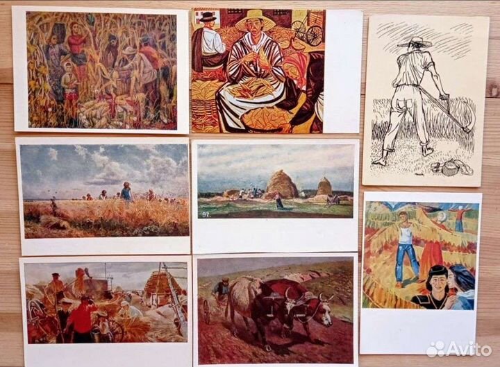 Сбор урожая, работа в поле. 33 открытки