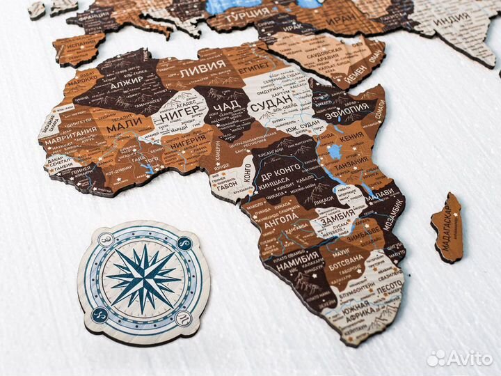 Деревянная карта мира из дерева, Владимир