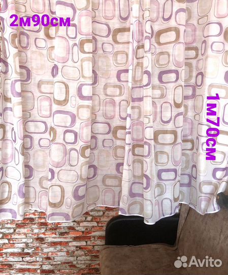 Тюль лён(сиреневый)новый