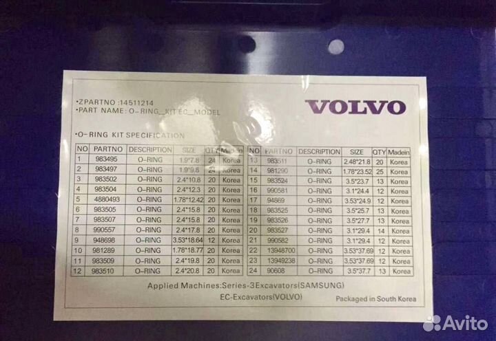 Набор уплотнительных колец 14511214