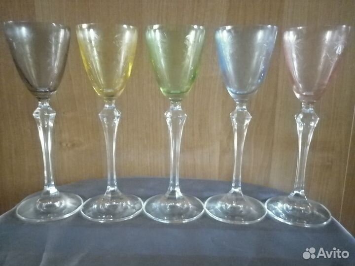 Фужеры бокалы стопки цветное стекло. Винтаж СССР