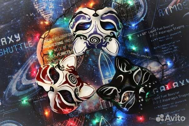 Маска кошка лиса кицунэ