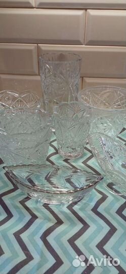 Хрустальные вазы. Салатник, конфетница, ладья СССР