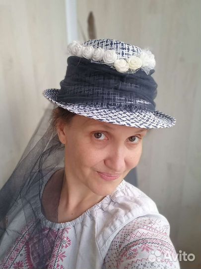 Шляпка с вуалью ручная работа вуалетка