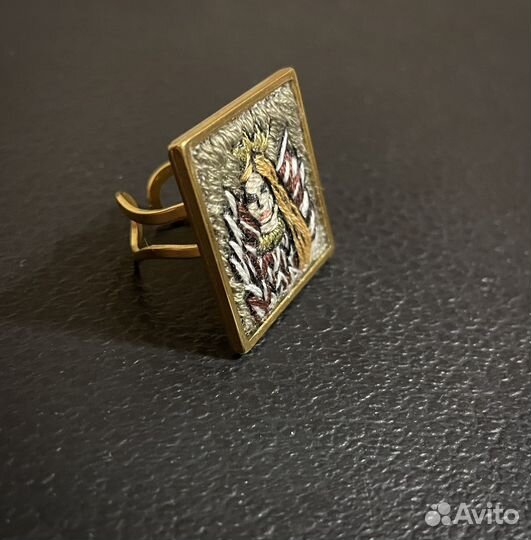 Кольцо вышивка Птица Сирин