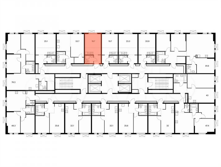 Квартира-студия, 19,7 м², 12/25 эт.