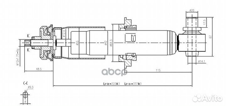 87-03405-SX амортизатор кабины c втулк. перед