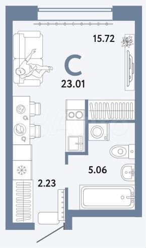 Квартира-студия, 23 м², 13/16 эт.