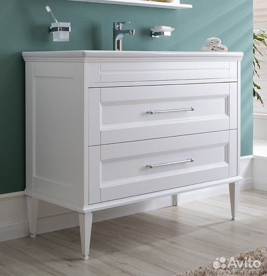 Тумба с раковиной Aquanet Бостон М 100 ручки хром