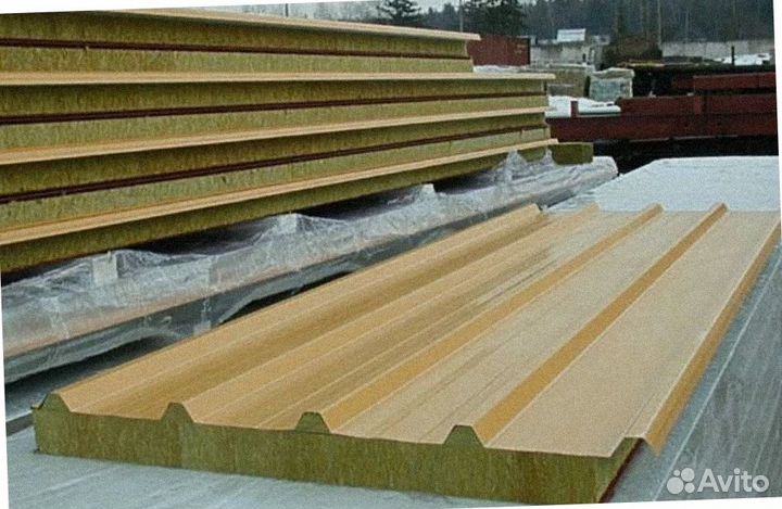 Сэндвич панели кровельные с минер. ватой от 200 м2