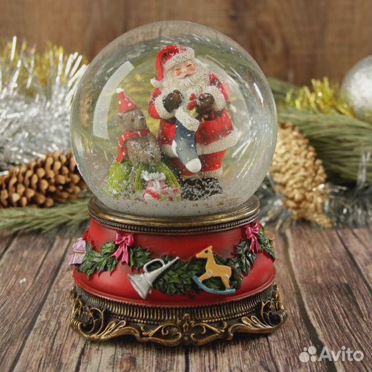 Снежный шар Дед Мороз музыкальный