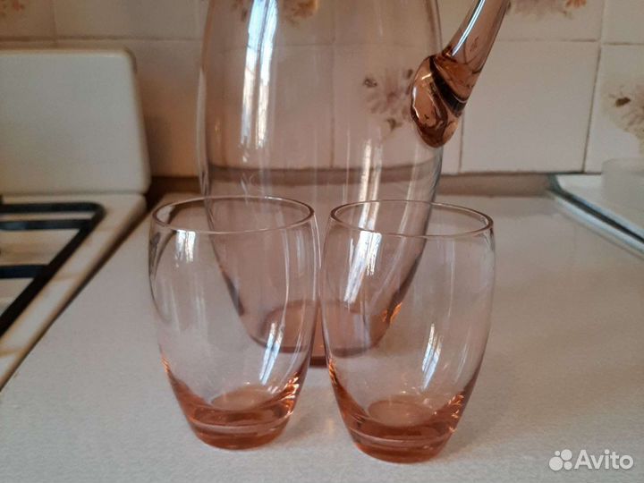 Сахарница фарфоровая вербилки, кувшин с бокалами и