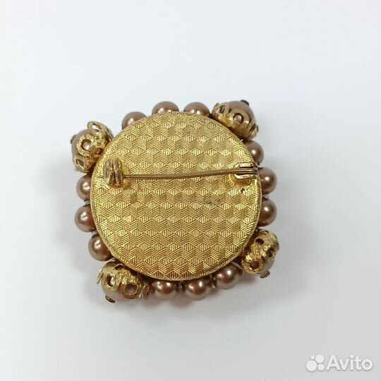 Винтажная Чешская Брошь Плетёная Крупный Леденец