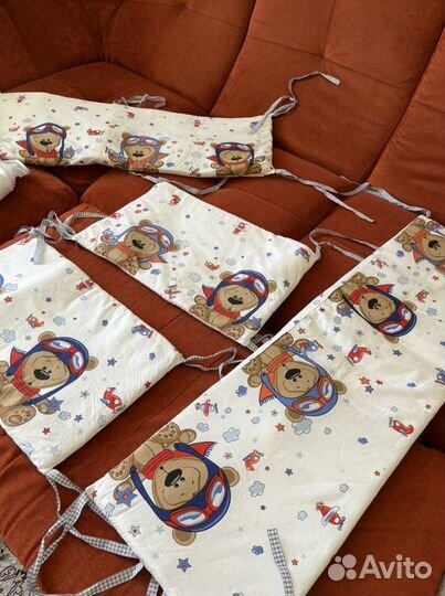 Бортики и балдахин в кроватку для мальчика