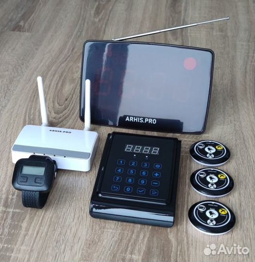 Кнопка вызова официанта комплект с часами и табло