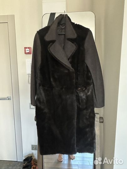Пальто шерсть с норкой