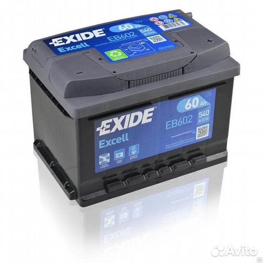 Аккумулятор Exide Excell 60Ач обрат.поляр. EB602