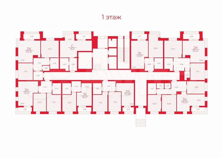 2-к. квартира, 64,2 м², 1/13 эт.