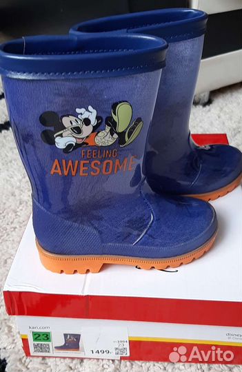 Резиновые сапоги синие с микки маусом