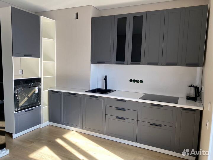 Кухня модульная серая новая