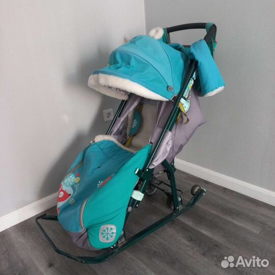 Детские санки коляска с колесами