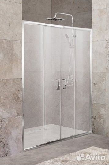 Душевая дверь BelBagno unique-BF-2-150/180 см, регулируемый размер, стекло рифленое