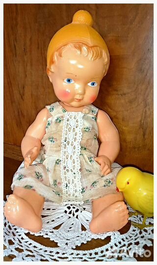 Кукла целлулоид СССР. Пупс в шапочке